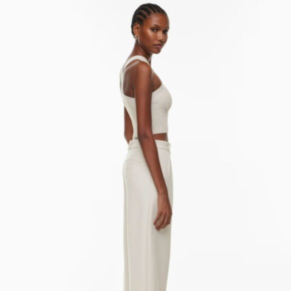 BABATON Aritzia White Sculpt Rib Knit Criss Cross Cropped Tank | Size Medium - Picture 3 of 7